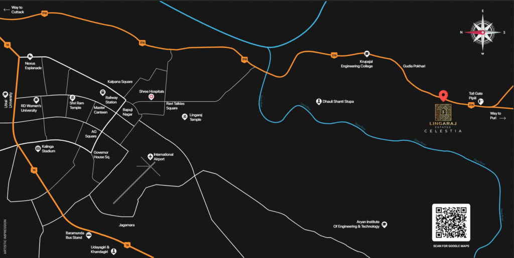 Location Map of Lingaraj Estates Celestia Bhubaneswar